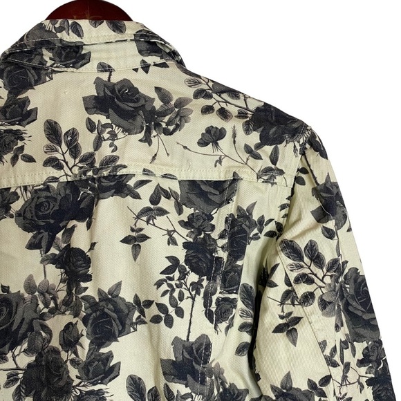 L'Agence Janice Black Rose Floral Print Cropped Denim Jean Trucker Jacket Small - Picture 10 of 16